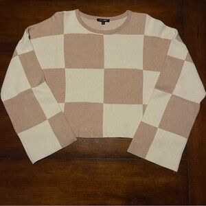 Papermoon Checkered Beige and Cream Sweater
